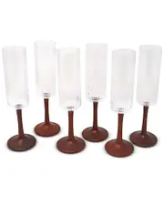 Vivience Set of 6 Optic Flute Glasses with Stem Detail