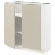 METOD base cabinet with shelves/2 doors, white/Havstorp beige, 80x37x80 cm
