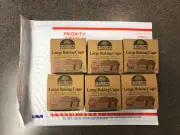 SIX BOXES of Large Unbleached Baking Cups 6x60=360 cups - Ships PROMPTLY!!