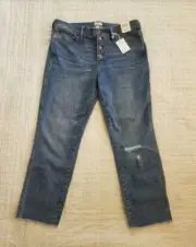 NEW WOMEN'S 32 J CREW VINTAGE STRAIGHT JEAN IN REED WASH WITH BUTTON FLY