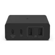 BELKIN BoostCharge Pro 4-Port GaN Charger 108W - Black(WCH010auBK),2xUSB-C & 2xUSB-A,2M Cable,Intelligent and Fast Charger,Compact Laptop Charger,2YR