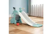 Keezi Kids Slide Set Basketball Hoop Ring Outdoor Playground Toy Deer 140cm Blue