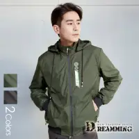 在飛比找momo購物網優惠-【Dreamming】美式街頭印花立領連帽運動外套(共二色)