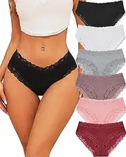 [ALL OF ME] Pack of 6 Cotton Underwear Women's Underpants Women Brazilian Briefs Cotton Lace Briefs Soft Hipster Sexy Panties Underwear Women Underwear Soft Underwear Multipack S-XL