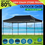 ALFORDSON Gazebo 3x6m Pop Up Marquee Outdoor Folding Tent 600D Oxford Black