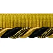 Leona 3/8" Twisted Lip Cord Black/Gold | (10 Yard Cut) Trim