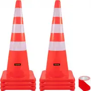 VEVOR Safety Cones, 6" x 36" Traffic Cones, PVC Orange Construction Cones, Reflective Collars Traffic Cones with Weighted Base Used for Traffic Contro