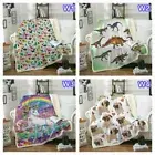 Dinosaur Unicorn Sherpa Fleece Plush Blanket 130cmx150cm Blanket Sofa Couch Bed