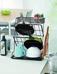 在飛比找Yahoo!奇摩拍賣優惠-日本進口 多用途廚具收納架 碗盤架調料架居家整理架 廚房置物