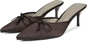 [Galindopia] Women Fashion Mules Kitten Heels Slip on Slide Sandals