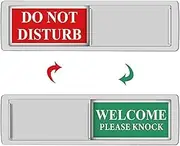 ASRJ 7 x 2 Inch Do Not Disturb Sign, Sliding Privacy Sign, Silver