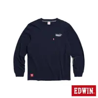 在飛比找momo購物網優惠-【EDWIN】男裝 厚磅口袋長羽毛造型長袖T恤(丈青色)