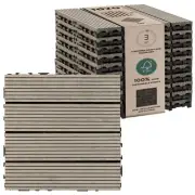 Composite Deck Tiles Set of 10, FSC Certified, Weatherproof, Easy DIY, Grey