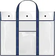 Poster Storage Bag, Clear Waterproof PVC Art Organizer, Durable Bulletin Board Holder with Handle and Pocket, Convenient Storage Solution for Sketching and Drawing Supplies, Blue, Refer to