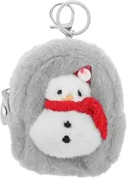 [WESIEVYA] Cute Mini Purse Snowman Theme Plush Material for Ladies' Purse Wallet Keychain Accessory