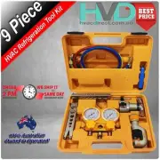 Refrigeration HVAC Tool Kit -Manifold, Hoses, Flaring Tools, Cutter, Deburer.
