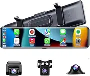 K1 Dash Cam Carplay & Android Auto 1440P 3 Cameras Rearview Mirror Car DVR Video(OBPEAK - K1,with 128GB Card)