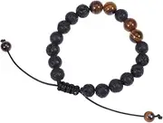[LIFKOME] 8mm Volcanic Stone Agate Handmade Bracelet Unisex Strong Elastic Yoga Beaded Wristband for Meditation