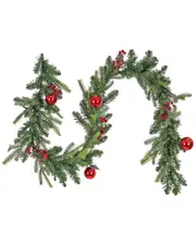 First Traditions 6'X10in Feel Real Scotch Creek Fir Garland With Battery Operated LED Lights & Timer