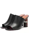 Neous Women's Black Cerato Leather Sandals HIgh Heel Mule Pumps
