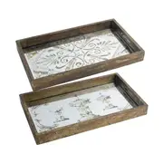 Antique Mirror set of 2 Rectangular Trays - Decorative
