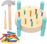 Kisangel 1Set Wooden Hammer for Pounding Workbench Game for Skill Development Safe and Design for Hand Eye Coordination for Year