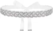 [Generic] Bridal Rhinestone Crystal Belt - Sash with Rhinestones Bridal Rhinestone Crystal Wedding Dress Belt with Satin Ribbon for Bride Woman Lady Accessories