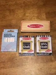 Melissa & Doug Art Essentials White & Multicolor Chalk with Felt Eraser Dustless