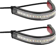 Motorcycle Indicators Flowing Turn Signal Lights 12V LED Turn Signal Light & DRL Amber White Moto Flasher Ring Fork Strip Flashing blinker(2pcs)