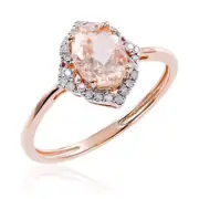 10k Rose Gold 0.76 TW Natural Morganite and Diamond Ring (G-H, I2-I3)