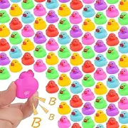 86-Pack Mini Bath Ducks Set, Mini Colorful Rubber Duckies Bath Toy for Child, Float & Squeak Tiny Ducks Pool Toy Set for Kids Party Favors,Birthday Party Supplies,Prize Rewards