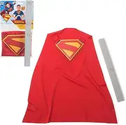 DC Comics, SUPERMAN Power Cape Set, Super Heroes Special Occasion Costume for Kids with Iconic Chest Plate, Dress-Up and Roleplay for Ages 4 and Up