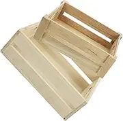 Yardenfun 2Pcs Solid Wooden Storage Crate Rustic Home Organization Boxes with Hollow Handles Farmhouse Style Decorative Bins for Storage Display