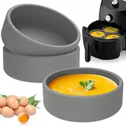3Pcs Air Fryer Egg Pan Silicone Egg Poacher Cups Nonstick Egg Boiler Mold Cup 4×1.3 Inch Egg Bite Maker Microwave Egg Cooker Dishwasher Safe Egg Bite Maker for Oven Microwave(Gray)