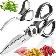 Gidli Kitchen Shears by - Includes Seafood Scissors As a Bonus - Heavy Duty Stainless Steel All Purpose Ultra Sharp Utility Scissors