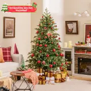 Costway180CM Artificial Christmas Tree with 590 Branch Tips PE and 240 Warm White LED Lights