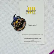Magnetic Needle Minder Cross Stitch Razorback Jack-o-Lantern / Fridge Magnet