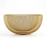 MEVOPHEE Mesh Fruit Bowl Metal Wire Fruit Vegetables Basket Holder for Counters Gold Home Kitchen Stand Decorative Centerpiece (12" Glod)