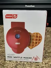 DASH Mini Heart Waffle Machine Red Single Serving Compact.