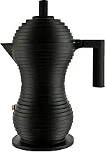 Alessi Pulcina MDL02 / 6 BB - Design Espresso Coffee Maker, in Cast Aluminum with Handle and Knob in PA, 6 Cups, Black