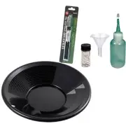 Sluice Monkey 10" Black Gold Pan Panning Kit with 4oz Sniffer Bottle,Funnel & Mo