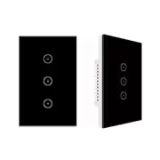 Jinvoo WiFi Smart Touch Panel Wall Switch 2 Pack Black 3 Gang