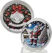 Santa Claus Merry Christmas Challenge Coin Season's Greetings Happy New Year Challenge Coin Gift with Red Bag
