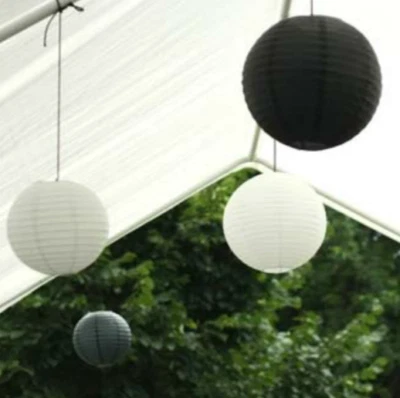 9x 30cm black white paper lanterns anniversary wedding birthday venue decoration