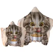 Funny Kittens Drinking Hot Chocolate Tabby Cat Towel with Hood