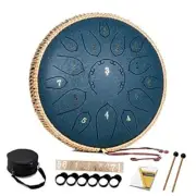 Steel Tongue Drum - 15 Note Tongue Drums - Percussion 12 Inch Navy Blue