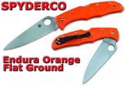Spyderco ORANGE Endura 4 Flat Ground Plain Edge Knife C10FPOR NEW