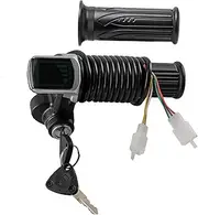 YC Yier Electric Scooter Twist Throttle Grips with Key, Ebike Throttle with Display, LCD Digit Battery Voltage Display,Electric Motorcycle Accelerator for Bicycle Go Kart Dirt Pit Bike ATV (48V)