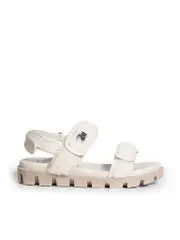 White Shearling Lock Sandals