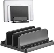 Adjustable Vertical Laptop Stand 4 Slots,Premium ABS Plastic Laptop Holder Space-Saving Fits All Laptops (Black) PC115